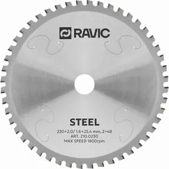 Диск пильный TCT по стали Ravic, 230х25,4 мм, Z=48, арт. 210.0230