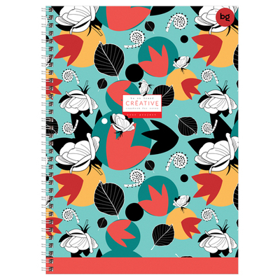 Тетрадь 160л., А4 клетка на гребне BG "Яркий орнамент", глянцевая ламинация, твердая обложка