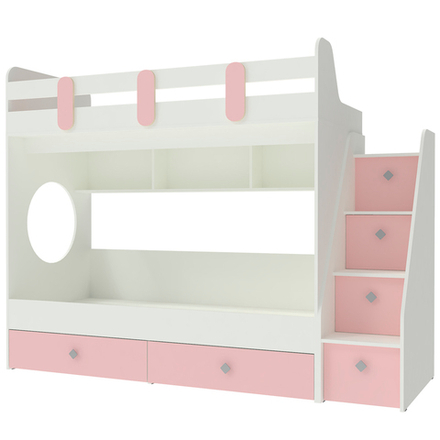 Двухъярусная кровать КарИВи Фортуна-2 Белый  Розовый