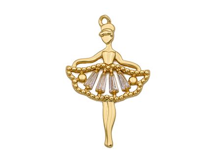 Подвеска "Балерина" 30,5мм, со стразами и кристаллами