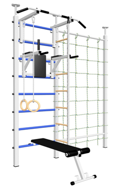 Шведская стенка Sv Sport враспор (Турник стандарт/Брусья/Скамья/Канат/Kольца/Лестница/Канатный лаз/Сетка)