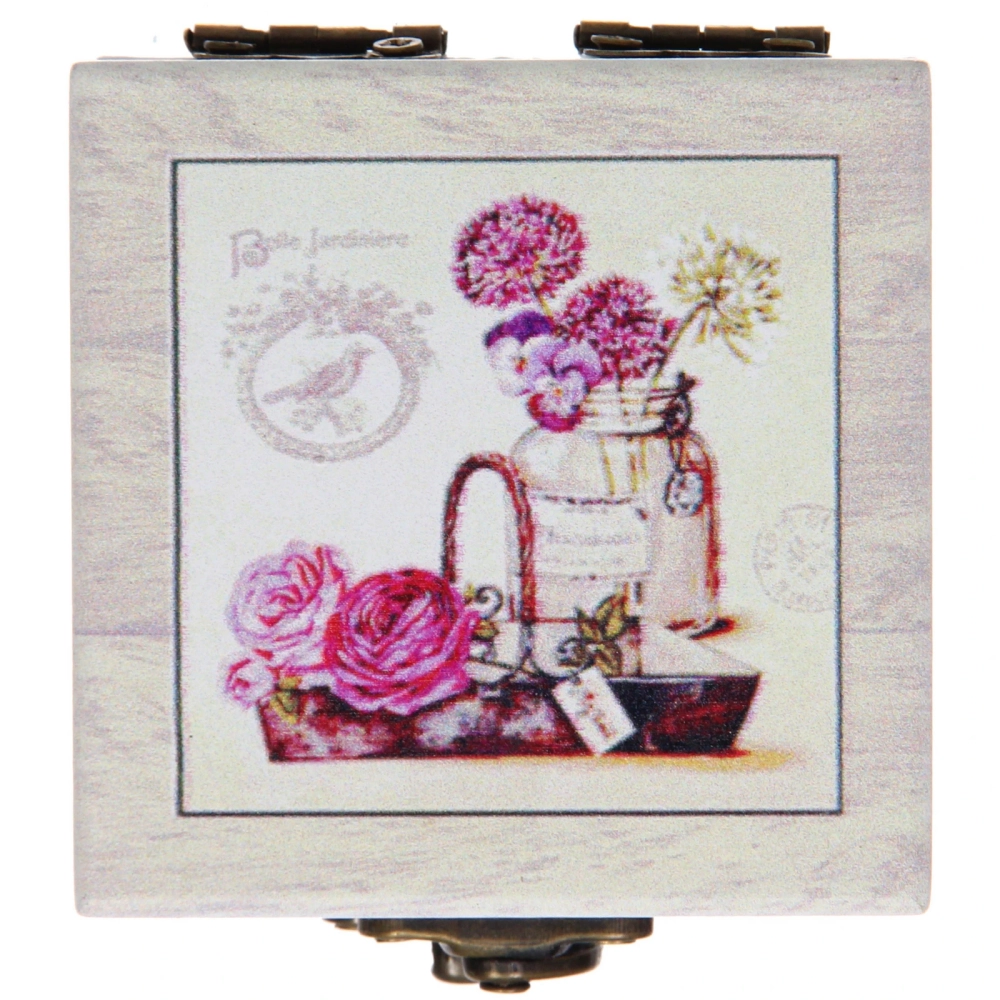 Шкатулка деревянная с зеркалом «МАРЦИПАН», гортензия, 6.5*6.5*4.5см (в коробке)