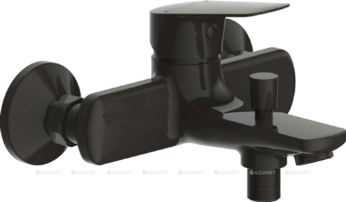 F6429564BW-01-ENG Смеситель для ванны с коротким изливом,черный матовый, Bravat Rhein