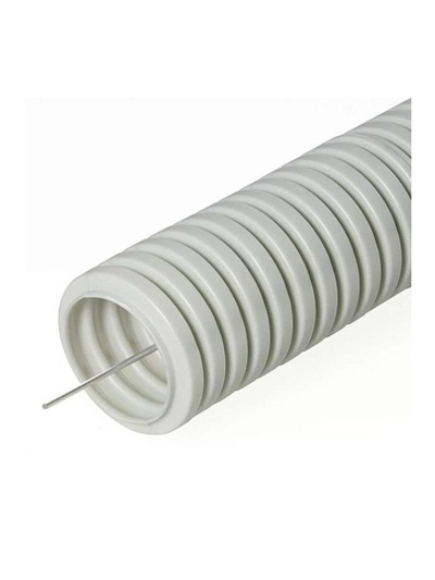 Труба гофрированная ПВХ легкая d40мм с протяжкой сер. (уп.25м) Урал Пак ГФ-0100740-025