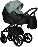 Детская коляска Indigo Mio Eco 3 в 1 с автокреслом Avionaut Cosmo Beige 05 черная кожа+шалфей кожа