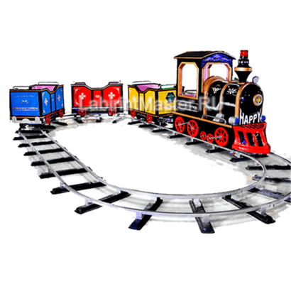 Детский рельсовый паровозик «Навстречу веселью», 3 вагона,7 мест