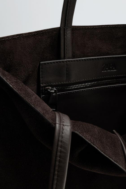 ZARA КОЖАНАЯ СУМКА-ШОПЕРЙ, КОРИЧНЕВЫЙ