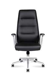 Кресло офисное Норден / Нанси / Nancy  / алюминиевая  база / черная экокожа