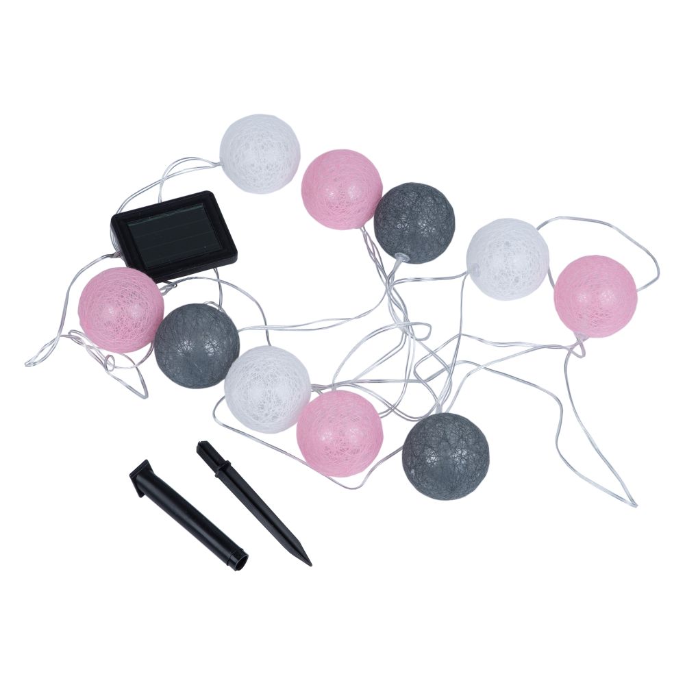 USL-S-230-PM1800 COTTON BALLS-1 Садовая гирлянда на солнечной батарее Клубки. 10 светодиодов. Теплый белый свет. 1xАА Ni-Mh аккумулятор в-к. IP44. TM Uniel