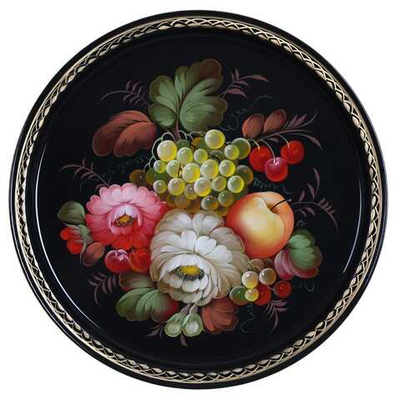 Жостовский поднос декоративный, размер 30 см (A9), металлический