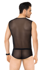 Костюм сетка + wetlook мужской майка и шорты черный M/L