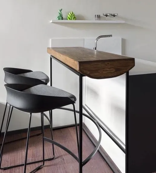 Барный стул Wally 76 см, черный с серым сиденьем