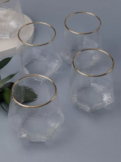 Набор шестигранных бокалов с рифленым стеклом 6 шт 300 мл.