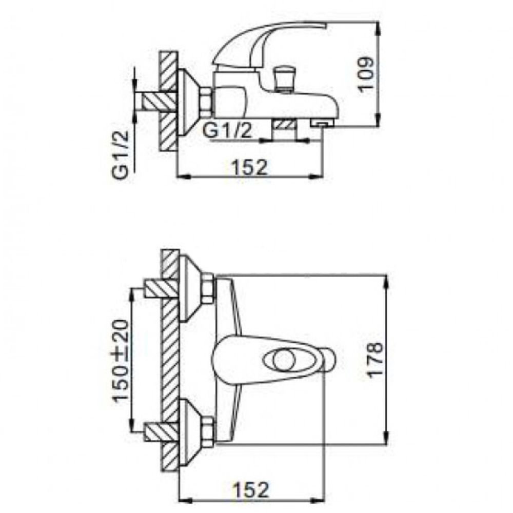 Смеситель для ванны, Frap, корот изл, с картриджем, хром, F3003