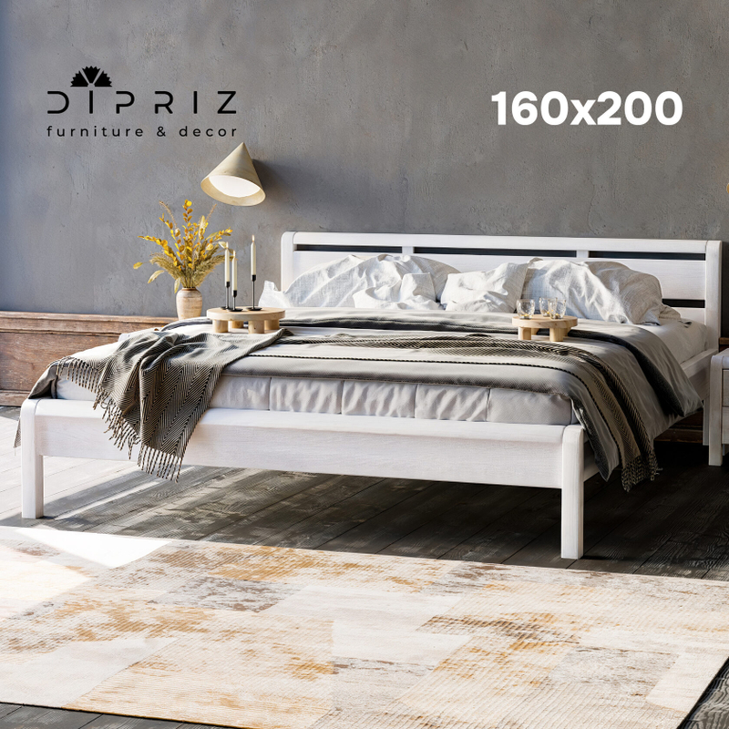 Кровать Мадейра 160х200 из массива сосны с основанием, белая