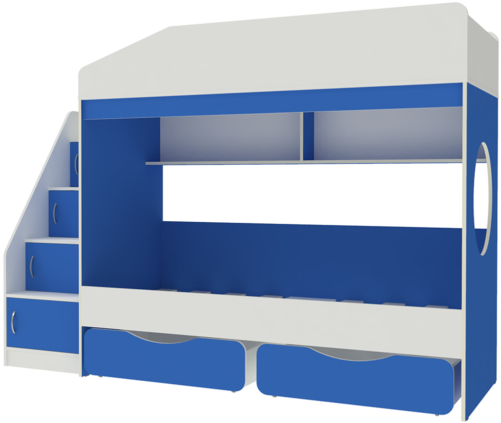 Двухъярусная кровать КарИВи Л-10.3 Белый  Светло-синий, голубой