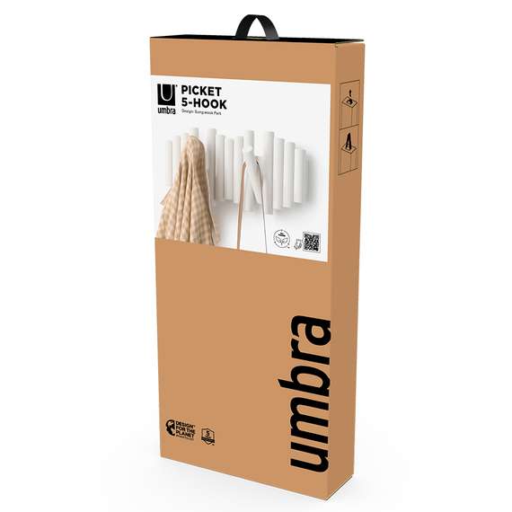 Вешалка настенная picket, 5 крючков, белая