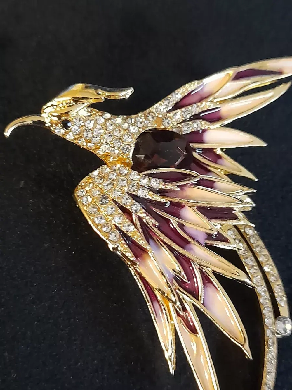 Брошь "Птица Феникс цвет коричневый"