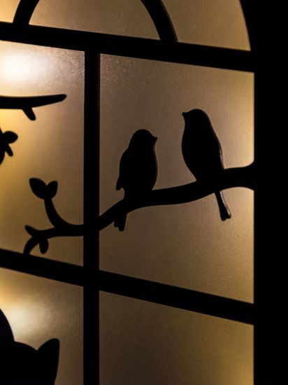 Панно с подсветкой "Кот на окне"