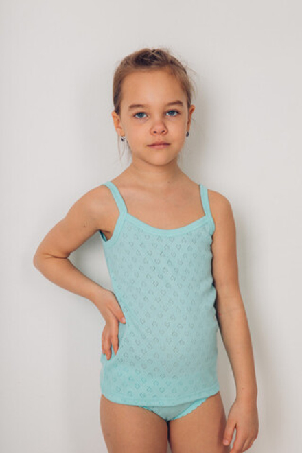 Майка на бретельках 102/12 ментоловая, сердечки