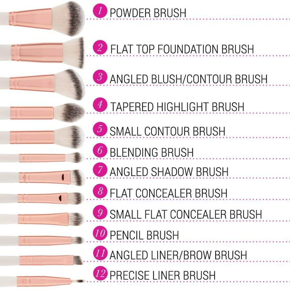 BH Cosmetics Rose Romance 12 piece brush set