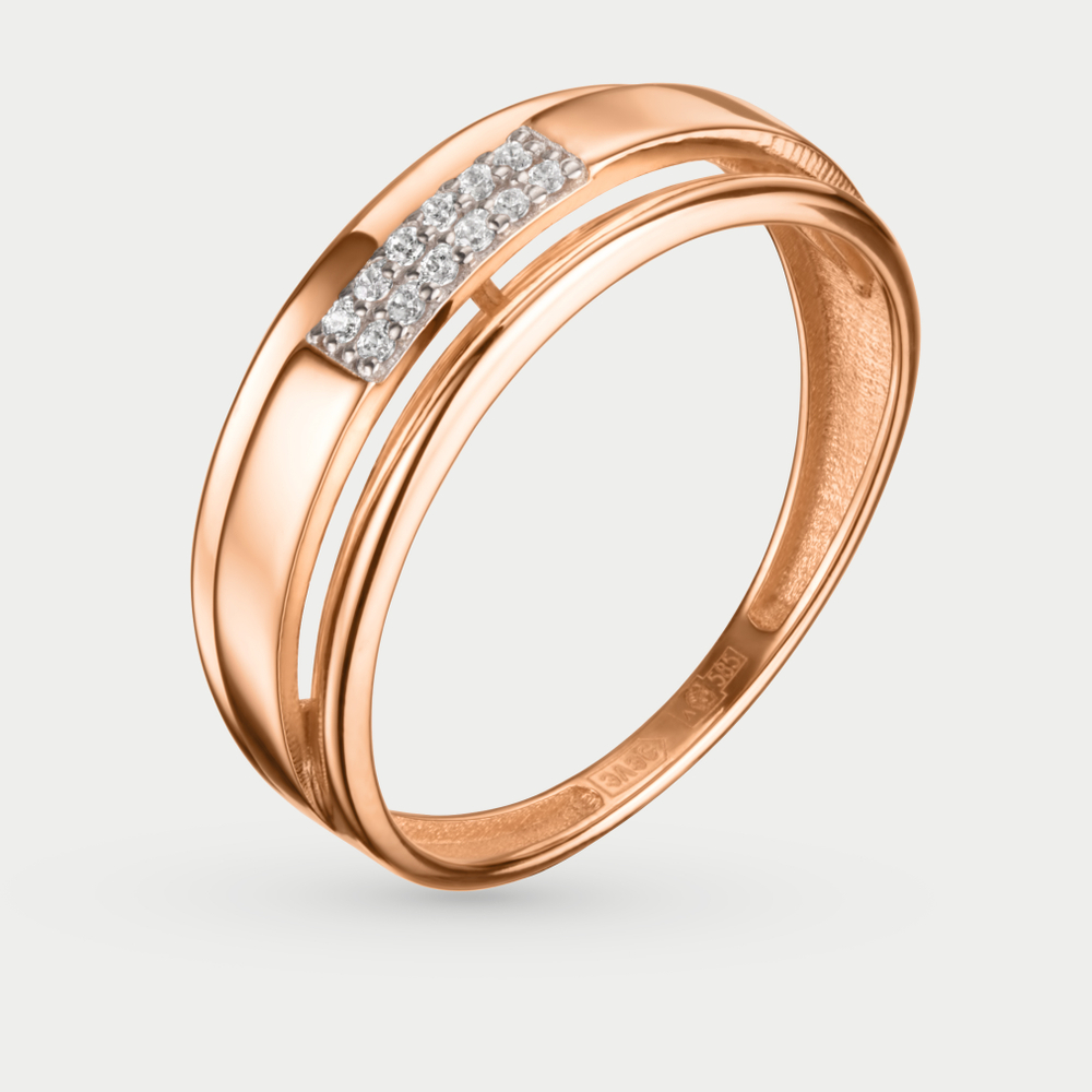 Кольцо для женщин из розового золота 585 пробы с фианитами (арт. 08-117798)