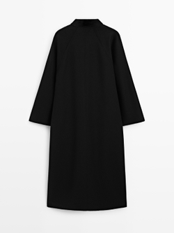 Massimo Dutti Длинное пальто с воротником-стойкой, черный