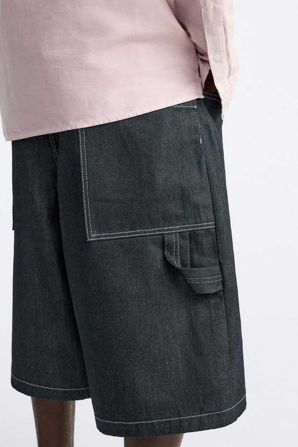 ZARA ШОРТЫ КАРГО С КАРМАНАМИ, СИНИЙ