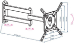 Кронштейн ЖК KROMAX DIX-14 15-42" 20 кг. накл. 10°, 200х200,  поворот 180°, черный (03-00001387)