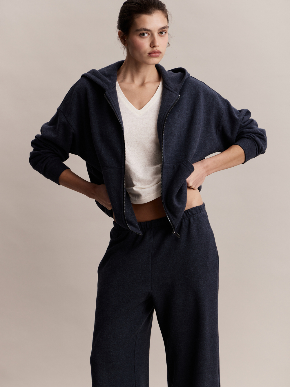 Худи Berni Zip Sweater in Midnight Blue