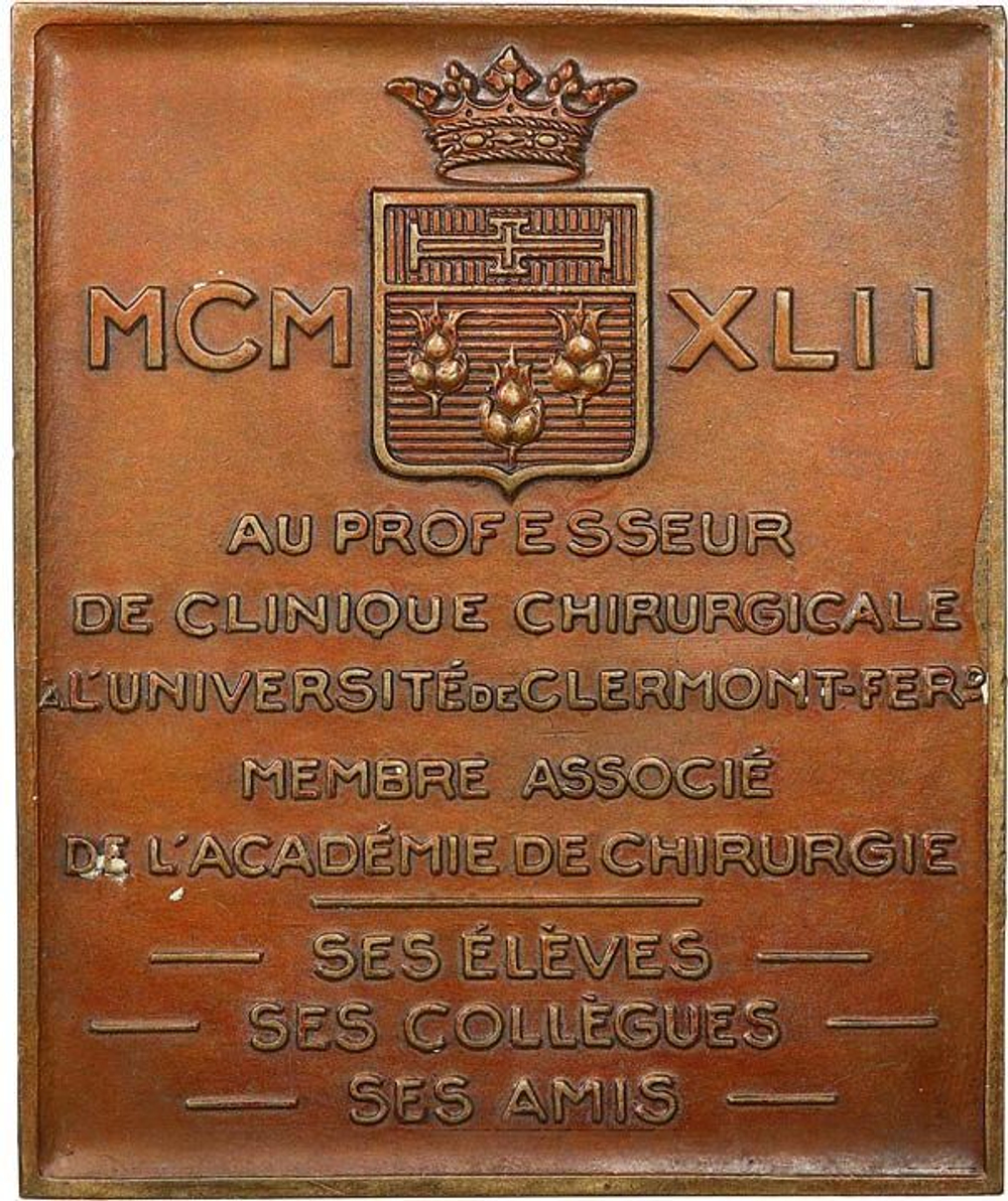 France, Pierre Dionis du Séjour Plaquette – 1942 Bronze
