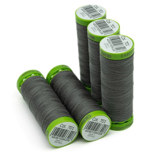 Нитки для тонких тканей Gutermann Extra Fine 150 (200 метров), 5 кат. | 701 стальной серый