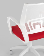 Кресло офисное Topchairs ST-BASIC-W спинка белая сетка сиденье красная ткань крестовина белый пластик