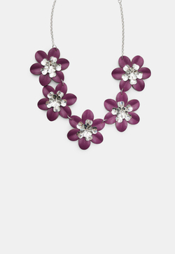 STRADIVARIUS Ожерелье с цветком из контрастной кожи, темно-фиолетовый