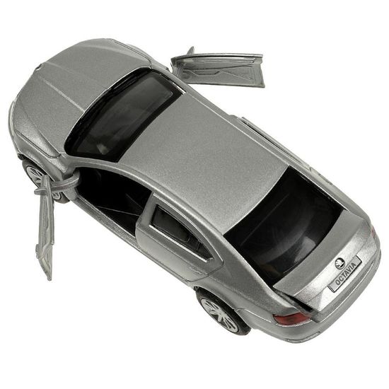 Машина металл SKODA OCTAVIA 12 см, двери, багаж, инерц. серебристый  кор. Технопарк в кор.2*36шт