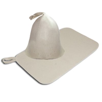 Набор из 2-х предметов (шапка Классик, коврик белый), войлок 100%