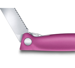 Нож для овощей VICTORINOX SwissClassic, складной, лезвие 11 см с волнистой кромкой, розовый