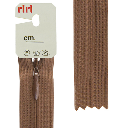 Молния потайная неразъемная (пластик) (Riri, Ткань/пластик, Коричневая тесьма 30668, 18)