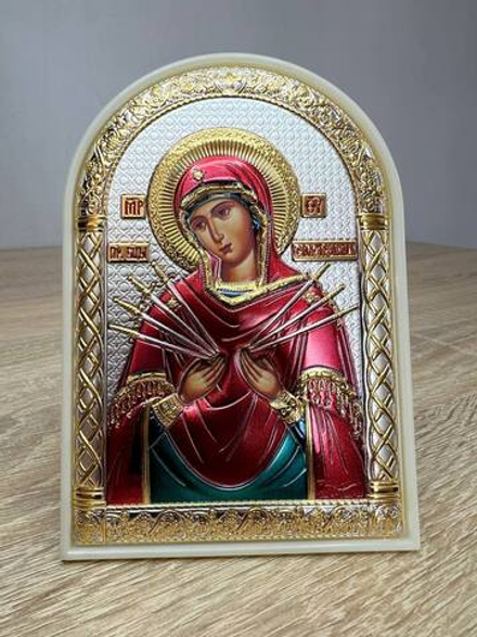 Семистрельная БМ, икона арочная, пластик белый, эмаль 80х115