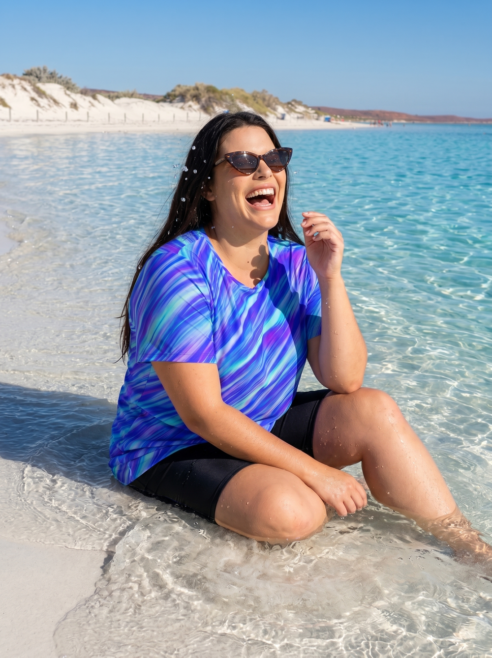 Купальный топ 17240 синие полосы