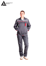 Костюм женский летний «КАМА» (куртка+брюки) цв.темно-серый/светло-серый БОЛЬШОЙ РАЗМЕР