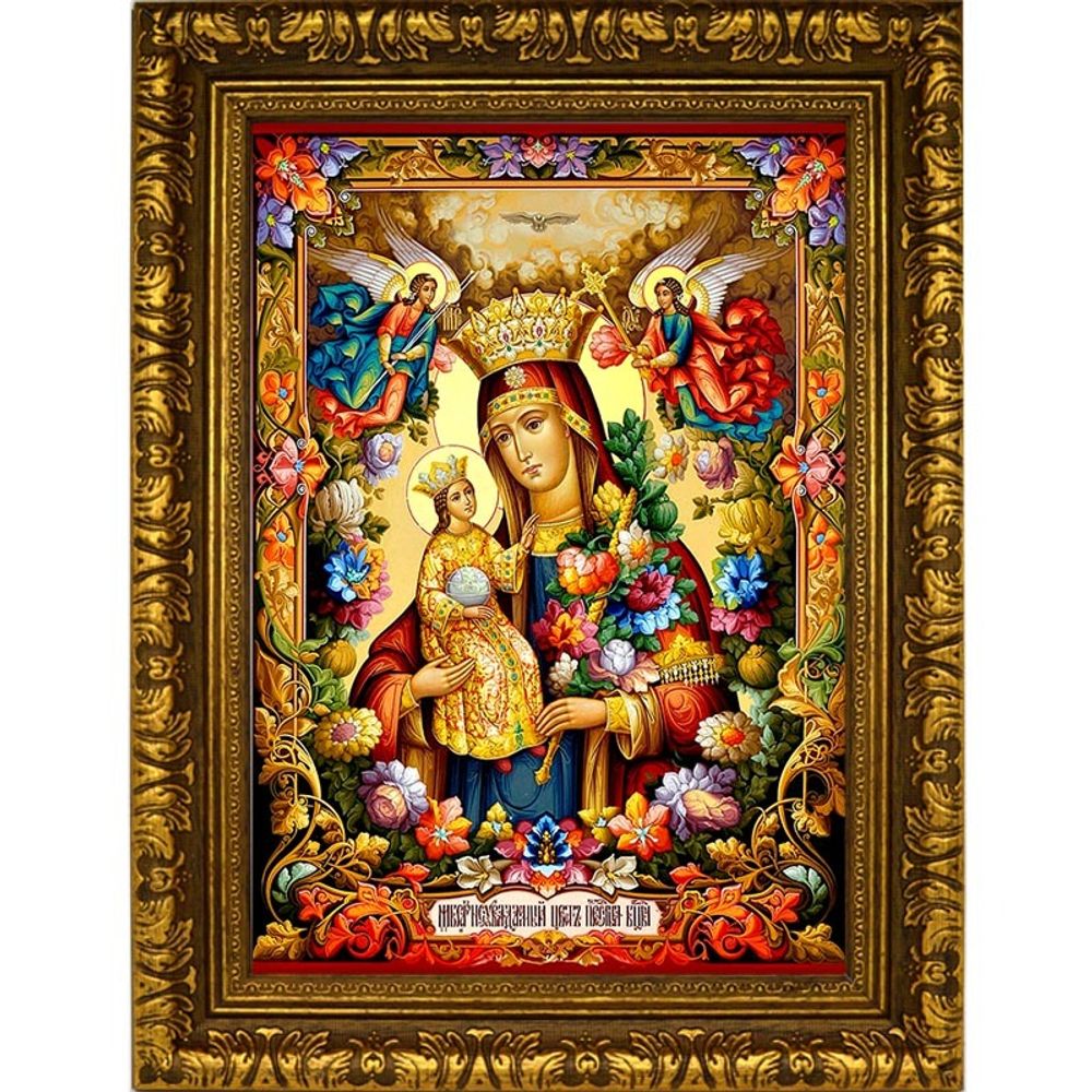 Благоуханный цвет. Икона Божьей Матери на холсте с мощевиком.