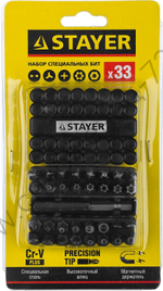 STAYER 33 шт, Набор специальных бит с магнитным адаптером (26084-H33)