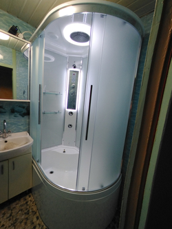 Душевая кабина AvaCan (АваКан) EM5812LLED с высоким поддоном, с ГМ, с электрикой и LED освещением, 120х80х220