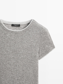 Massimo Dutti Футболка с двойной окантовкой, серый