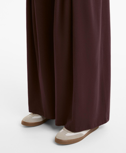 OYSHO Брюки прямого кроя из хлопковой смеси с отворотом на талии, шоколадный