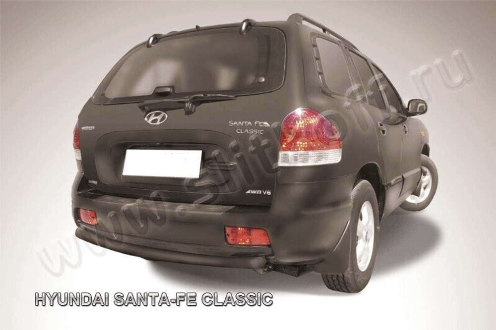 Защита заднего бампера (нержавейка) Hyundai Santa-Fe Classic (2000-2012) d57 (черный)
