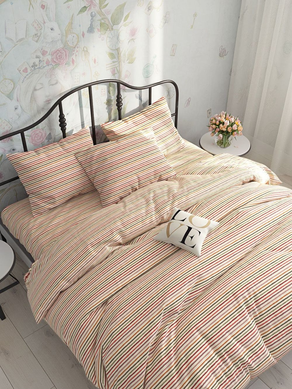 Простынь Сказка "Нежная полоска" 150х215 см, перкаль