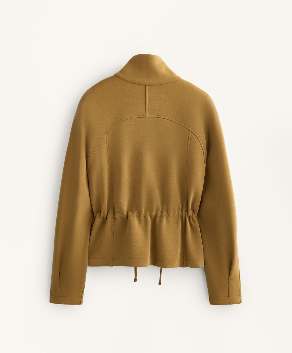 Oysho Укороченная куртка с регулируемой талией из модала с начесом, оливковый