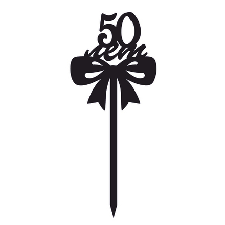 Топпер "50 лет, бантик" черный 8*9 см